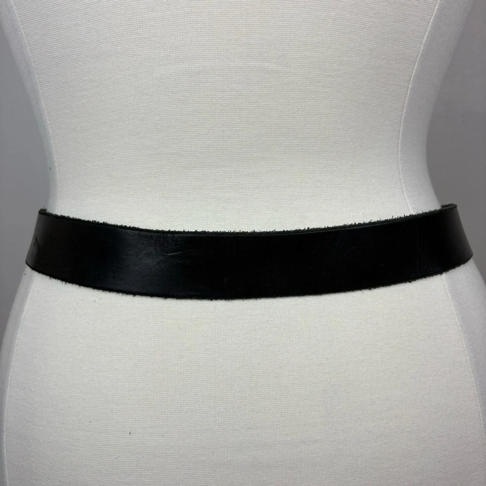 Booty Boutique‎ Vintage Black Leather Belt Give Love Belt Buckle Size XL Vintage